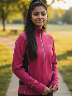 Columbia Pink and Black Quarter-Zip Pullover